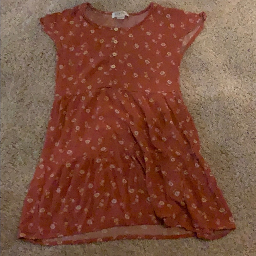 Red rust colored floral dress!!